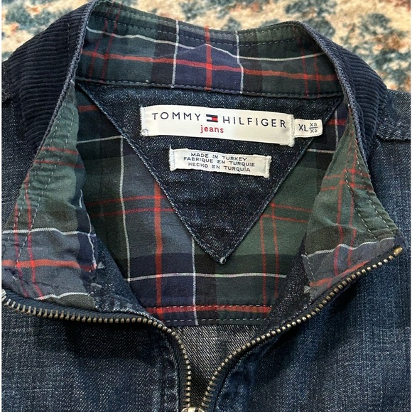 Tommy Hilfiger Dark Blue Jean Jacket with Plaid Accents - Picture 8 of 15